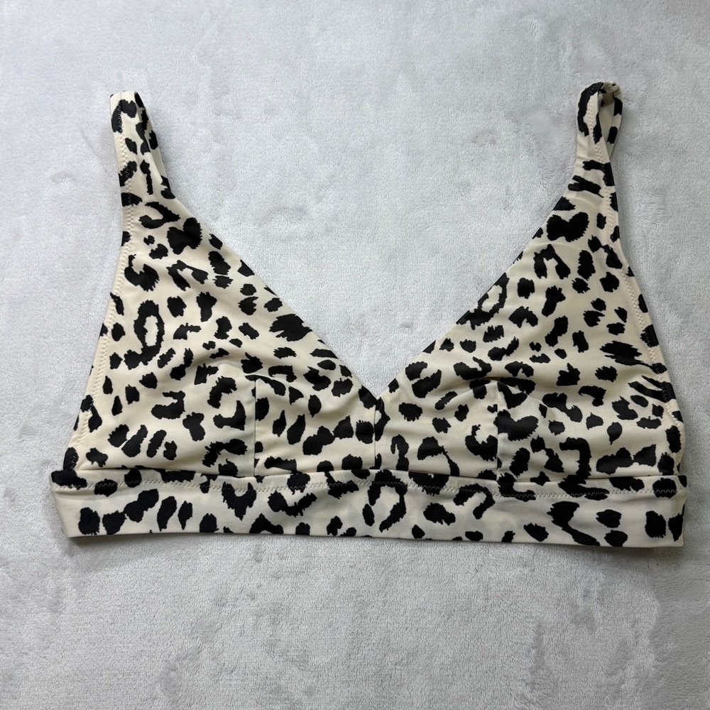 Aerie Scoop Bikini Top XL Leopard Print Wireless Stretch Swim Top